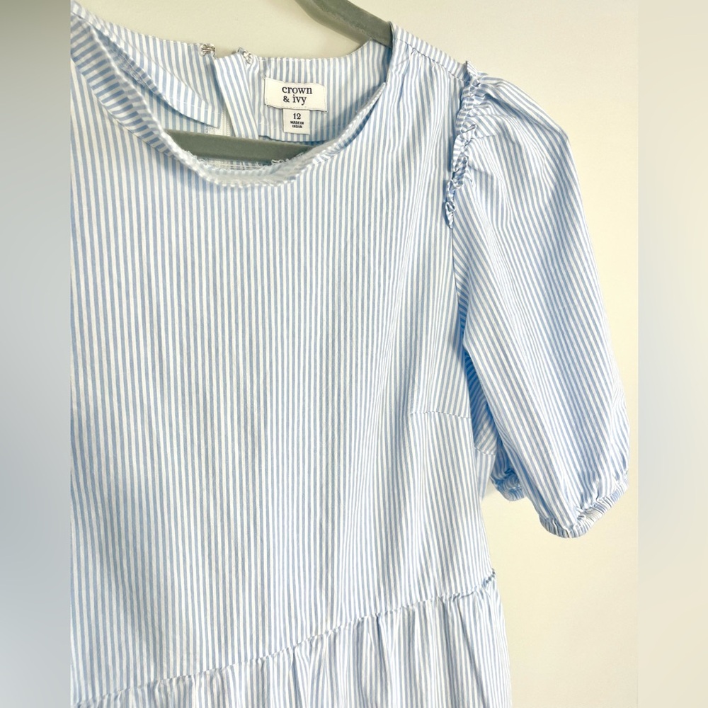 Crown & Ivy Size 12 Blue & White Tiered Dress - Picture 3 of 4